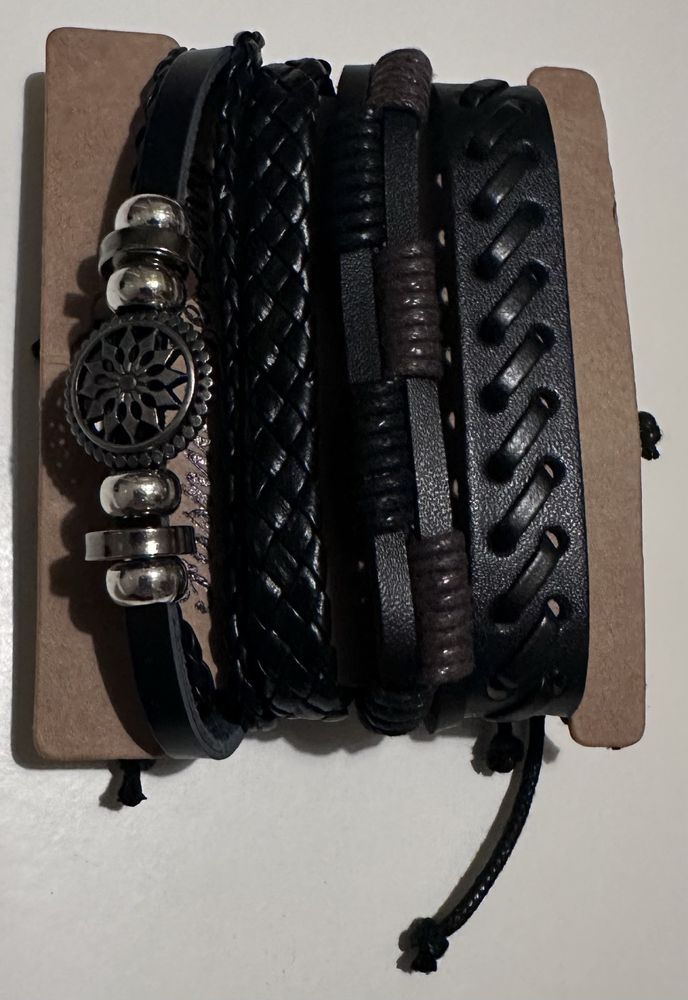 Conjunto 4 pulseiras de homem em pele