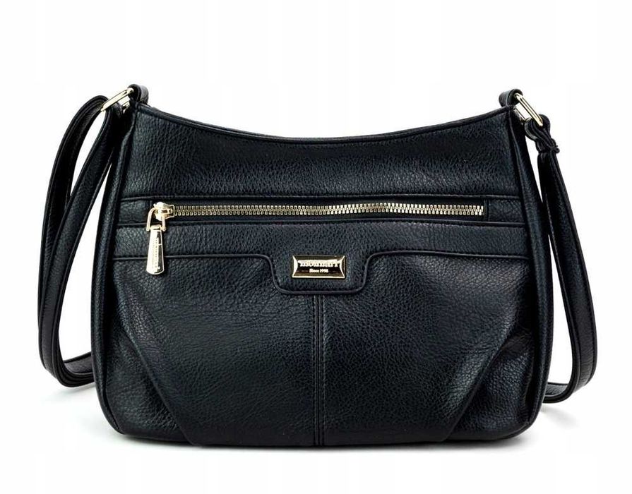 Monnari Premium torebka damska listonoszka czarna skórzana na pasku