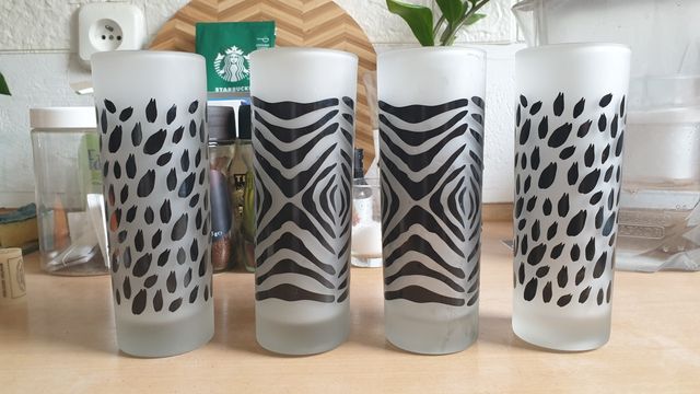 Zestaw szklanek lub wazonów panterka zebra wild unikat