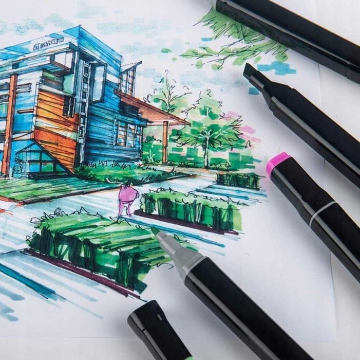 MARKERY ALKOHOLOWE flamastry pisaki dwustronne 168szt.+torba (OKAZJA)