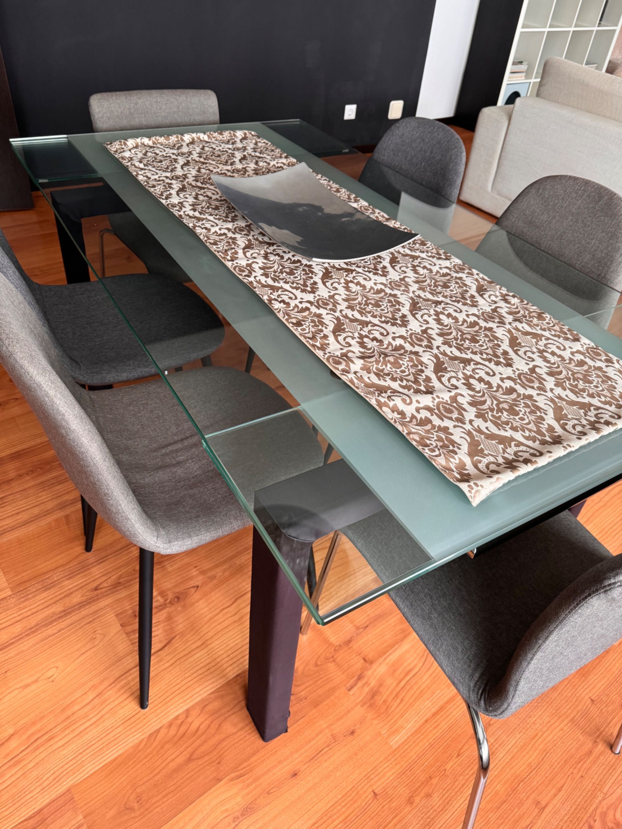 Mesa jantar vidro extensivel