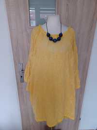 Piękna żółta sukienka haftowana babydoll rozmiar 44/46
