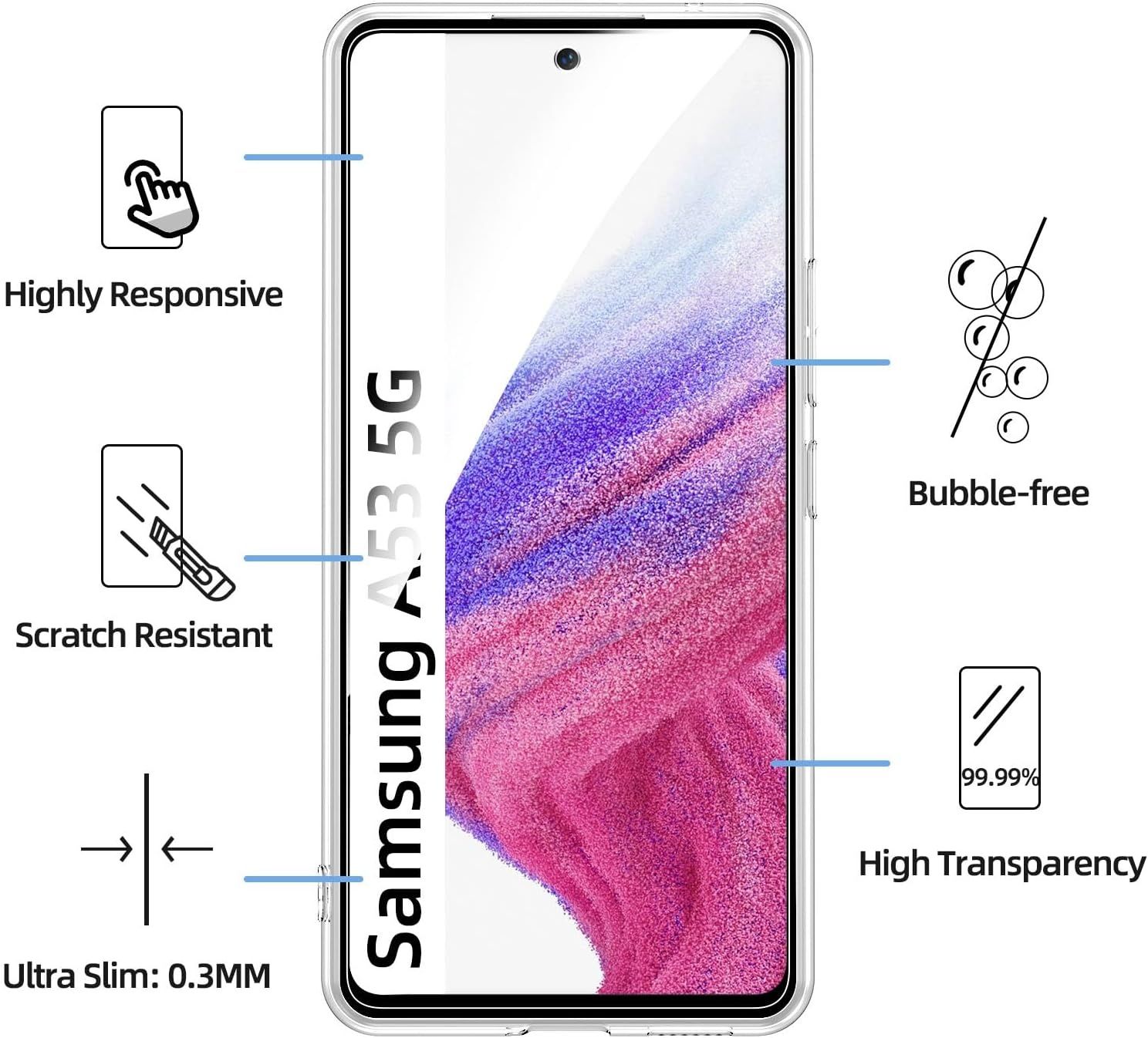 Plecki NEW'C do Samsung Galaxy A53 5G bezbarwny + 2x szkło hartowane 9