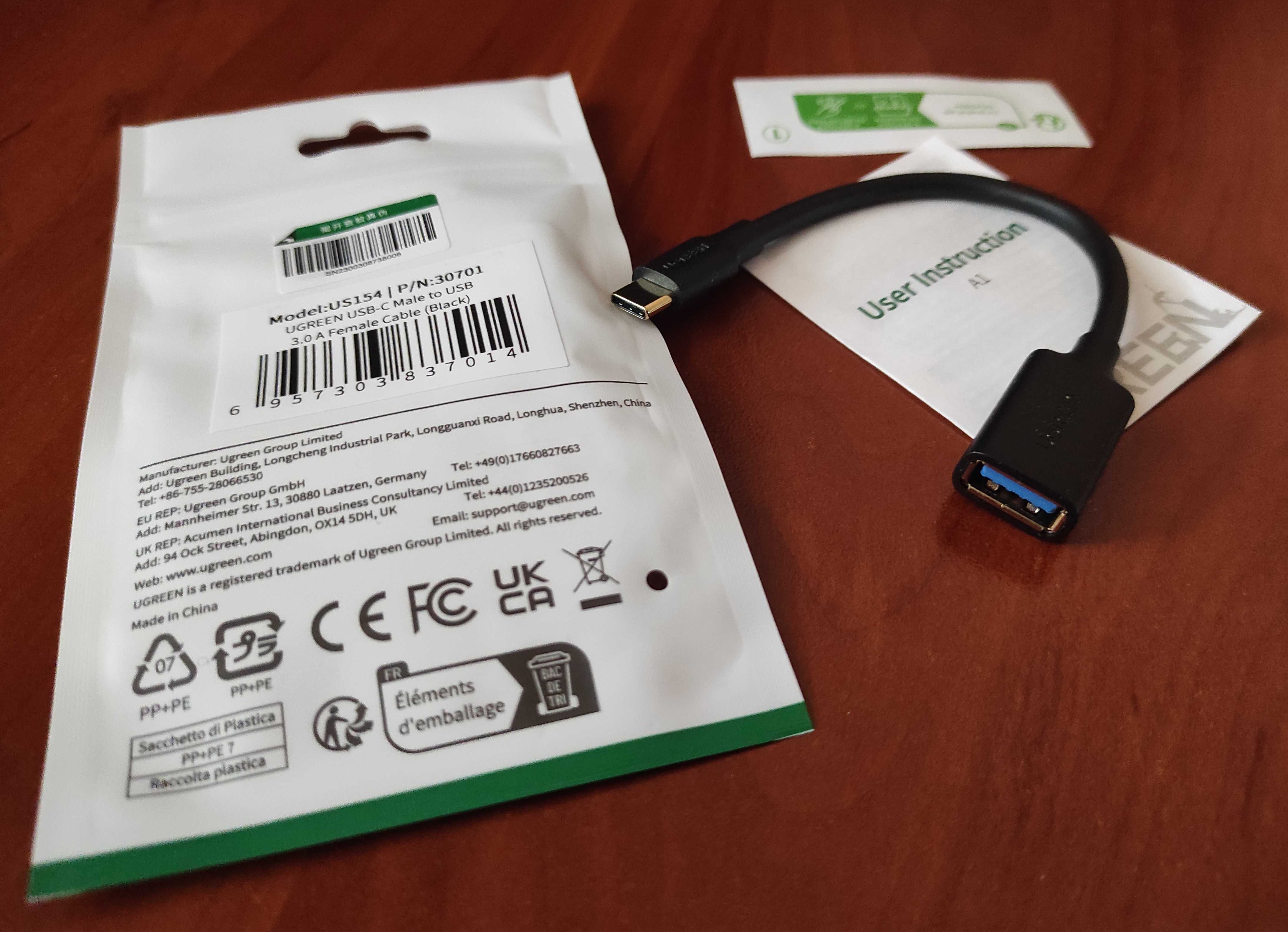 OTG кабель-переходник USB Type С to USB3.0 топ-производитель Ugreen