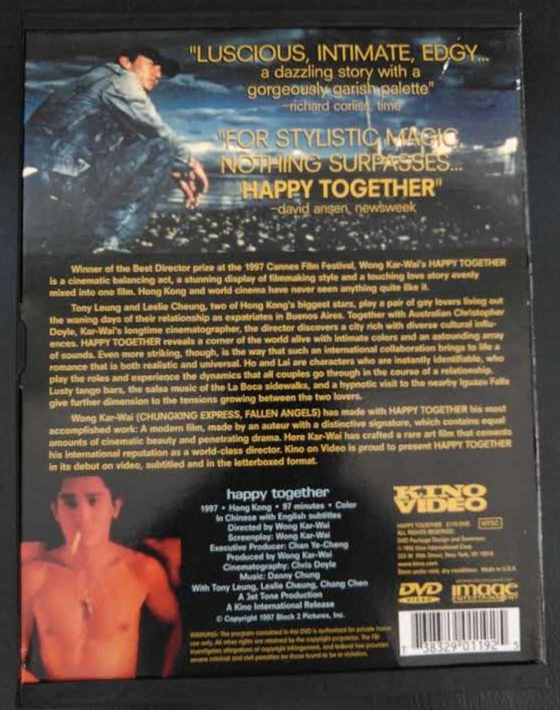 DVD "Happy together", de Wong Kar-Wai. Sem legendas portuguesas.