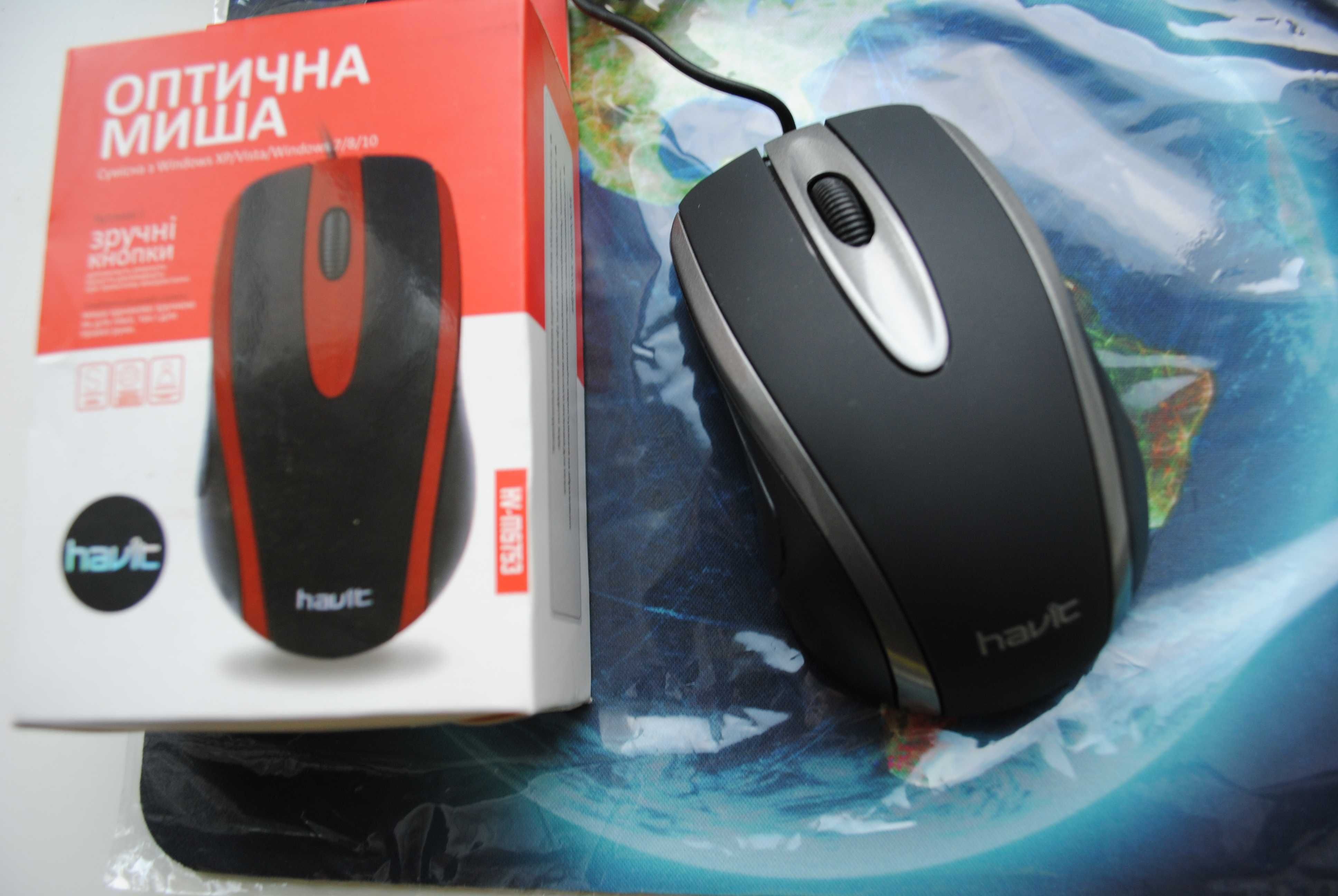 Килимок і дротова оптична комп. миша HAVIT HV-MS753 USB Black
