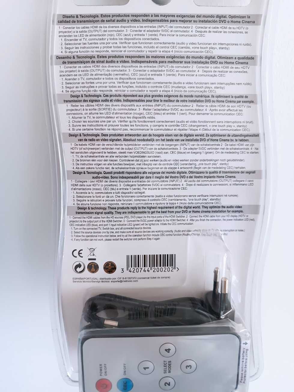 Novidade:Switch HDMI 4 entradas METRONIC c/comando