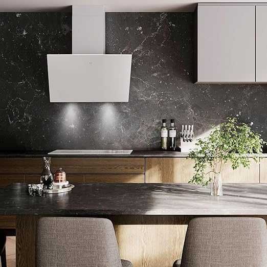 SNDOAS Okap kuchenny 60 cm, 700 m³/h, dotykowy, 9 prędkości, biały