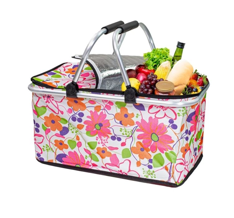 Kosz piknikowy składany w kwiaty. Nowy. Termiczny