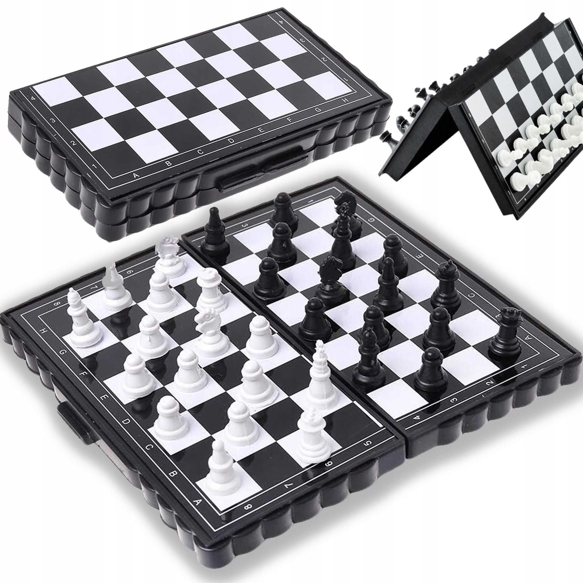 SZACHY WARCABY MAGNETYCZNE 2w1 Podróżne Mini Gra Planszowa SUPER !!!