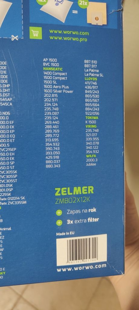 Worki do odkurzacza Zelmer ZMBO2X12K