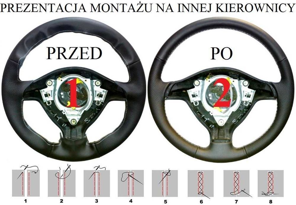 Pokrowiec na kierownice RENAULT CLIO 3 III (2005-12) SKÓRA (119K/271)