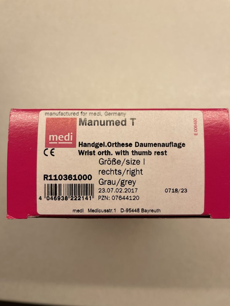 Шина права ортез фіксатор зап'ястя руки Medi Manumed T розмір 1