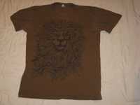 T-shirt koszulka krótki rękaw lew słońce M brązowy vintage oldschool