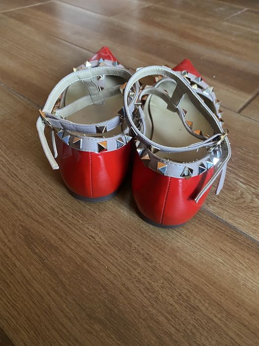 Baleriny z ćwiekami Valentino Czerwone