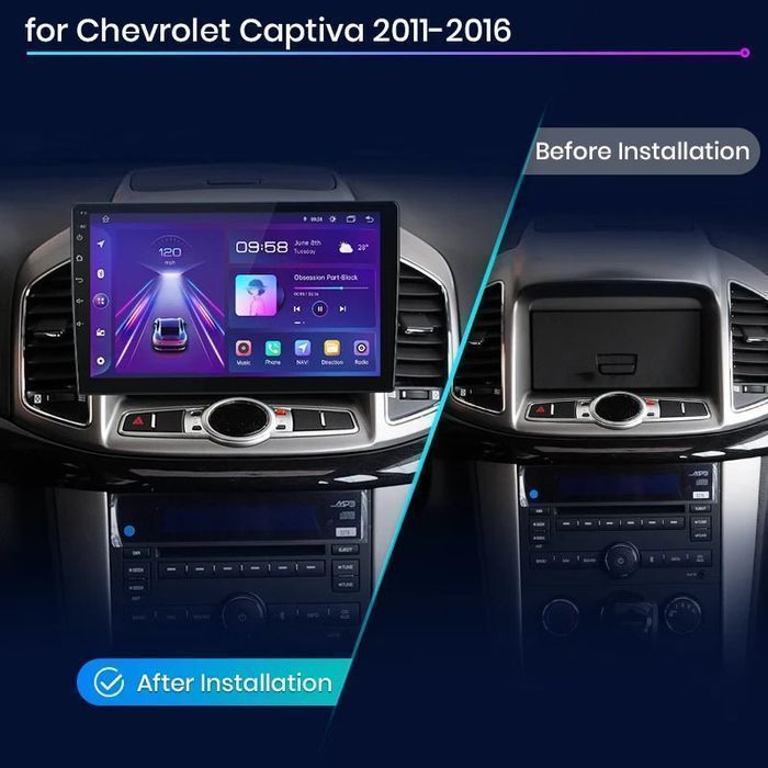 Radio Android 2-DIN do Chevrolet Captiva 2011 - 2016, 6GB 128GB