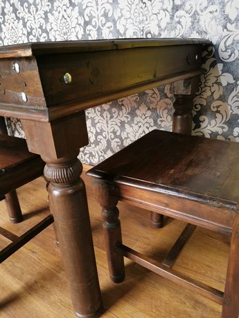 Stół kolonialny i krzesła, lite drewno, loft!