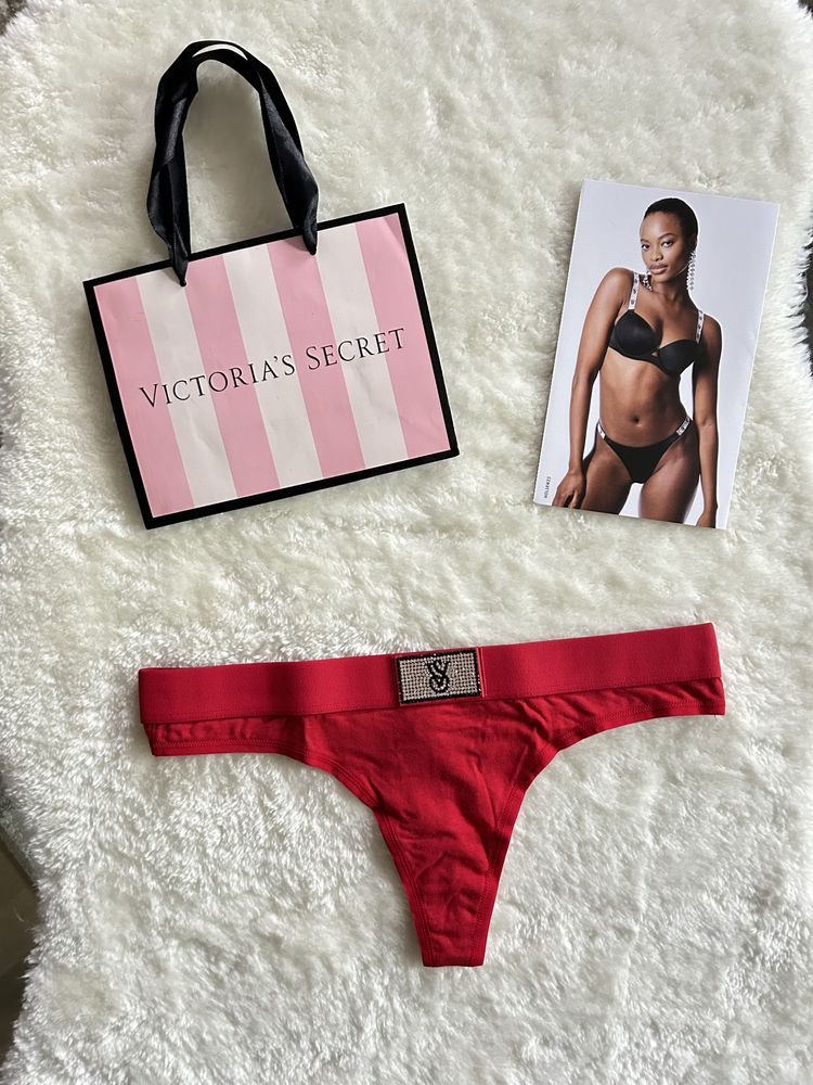 Victoria’s Secret nowe majtki S stringi czerwone bawełna logo metka