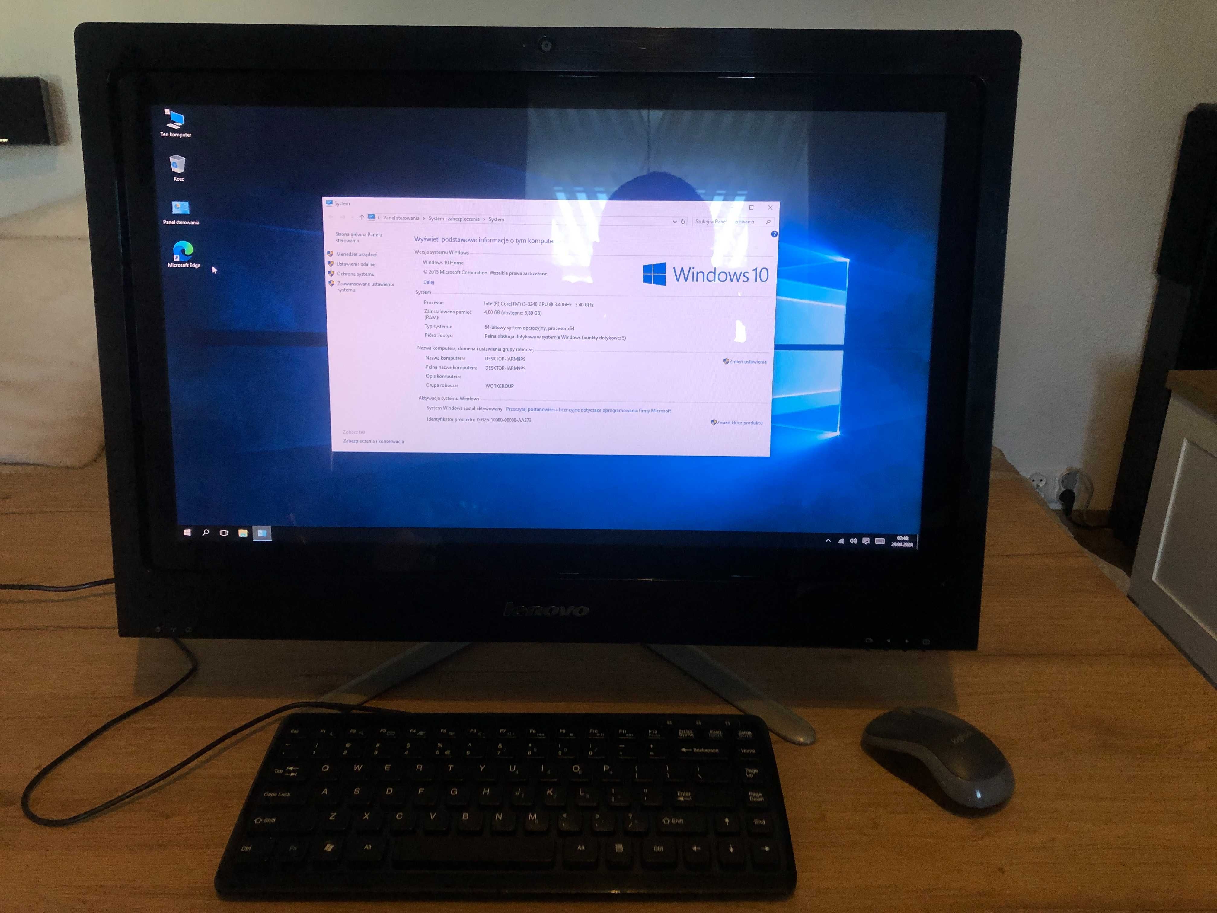 Lenovo C440 21,5" All-in-One, dotykowy ekran, dysk 128 SDD