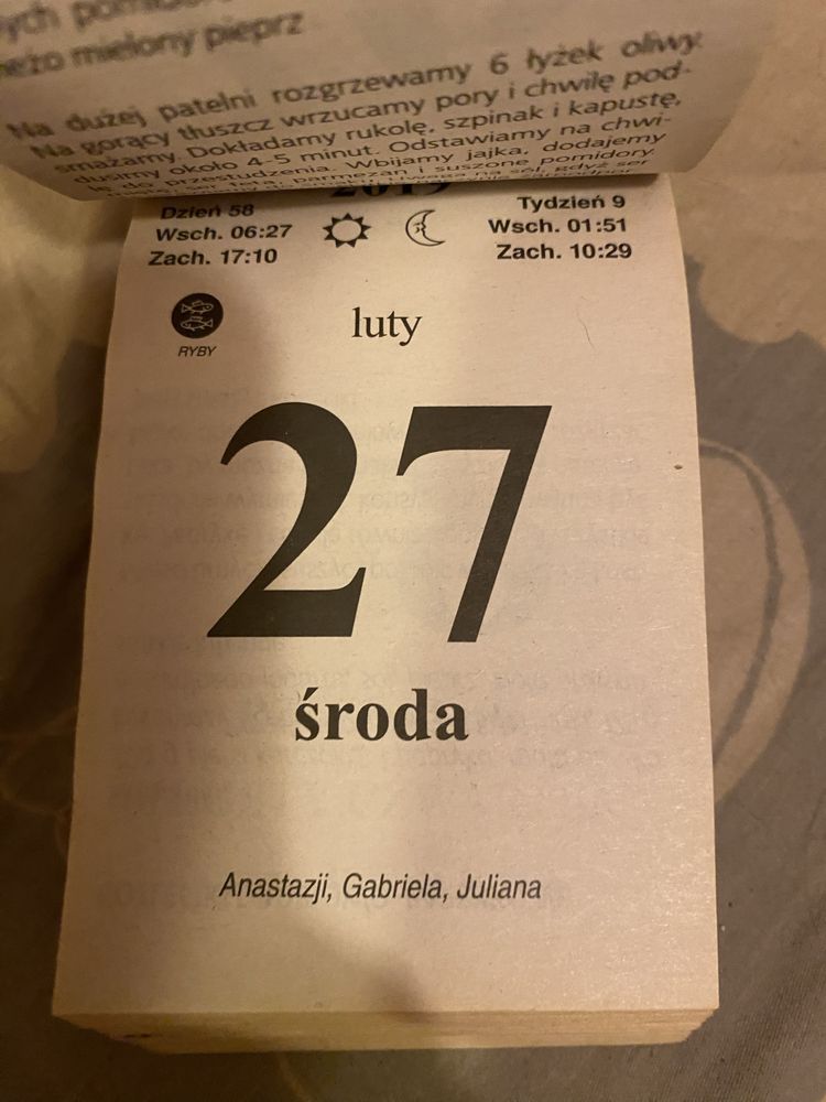 Kalendarz zrywak kartkowy 2019 rok nowy vademecum kuchni polskiej