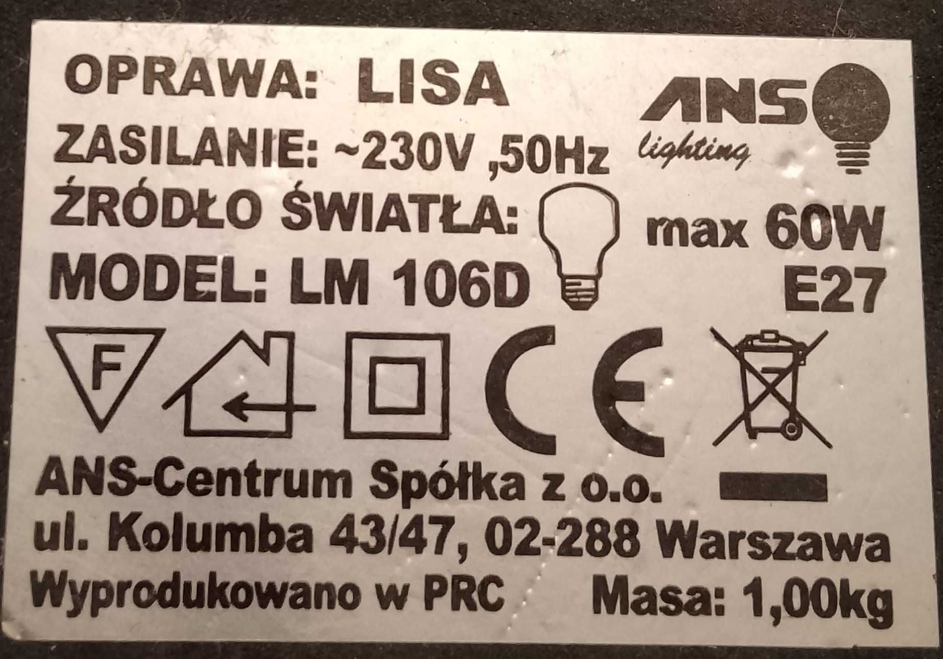 czarno-srebrna lampka nocna ANS Lisa LM 106D z żarówką Spectrum 25W