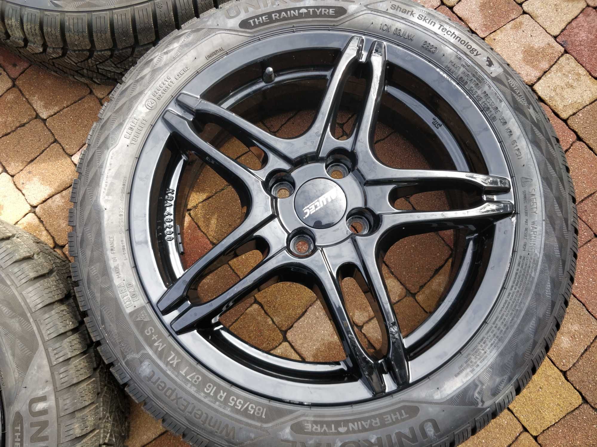 3419. Koła zimowe Honda Jazz Yaris 4x100 185/55/16 8.5mm 23r jak nowe