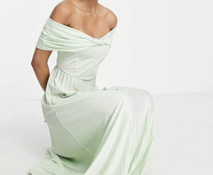 Sukienka ASOS szałwiowa maxi długa zielona jasnozielona