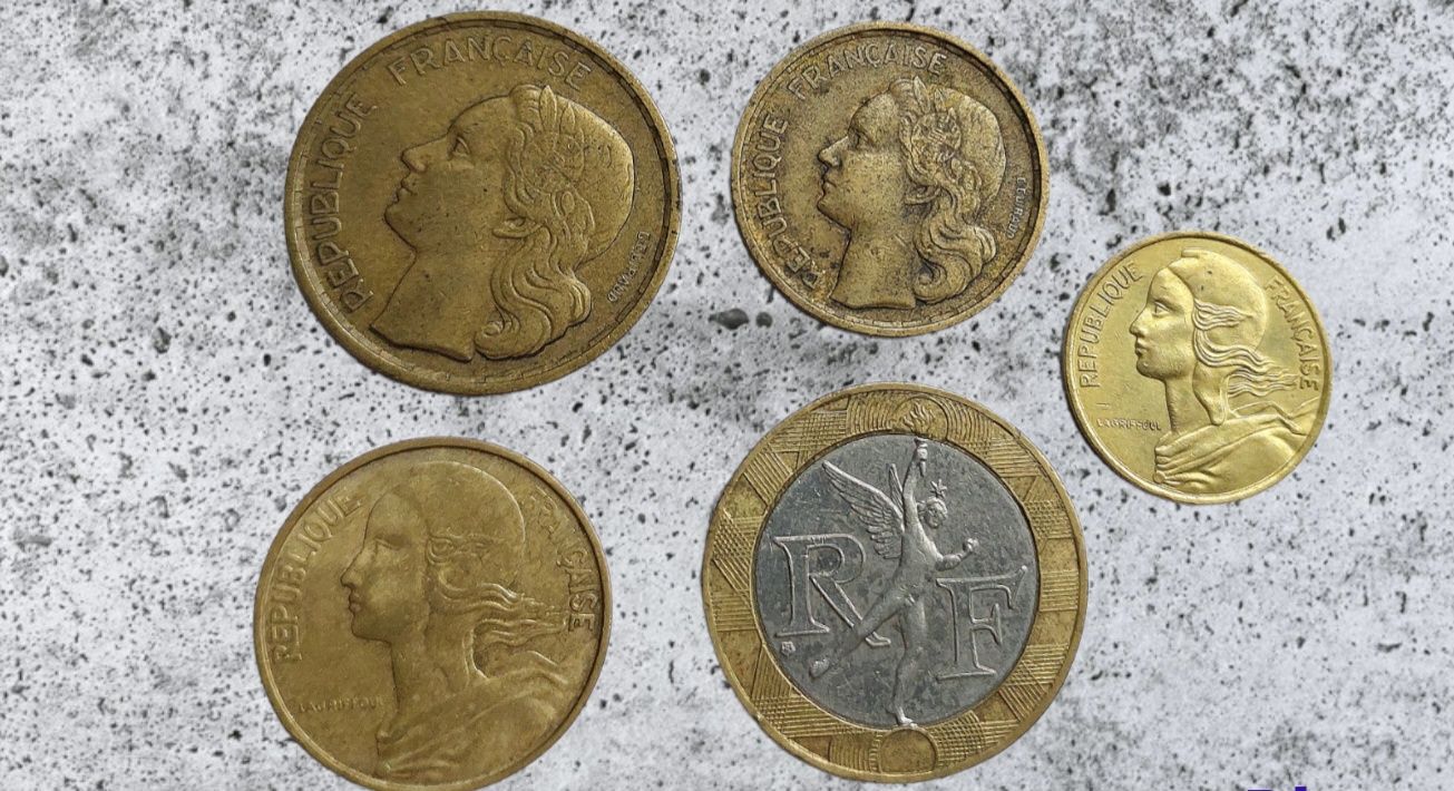 Zestaw monet Francja numizmatyka antyk frank po wojna lata 50