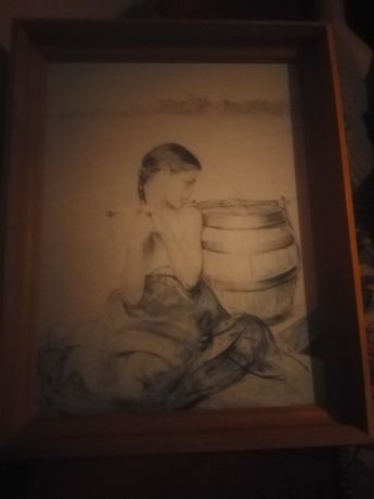 Obraz dziewczyna przy studni