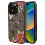 Etui Guess 4G Flowers Print MagSafe na iPhone 16 Pro Max 6.9" - brązow