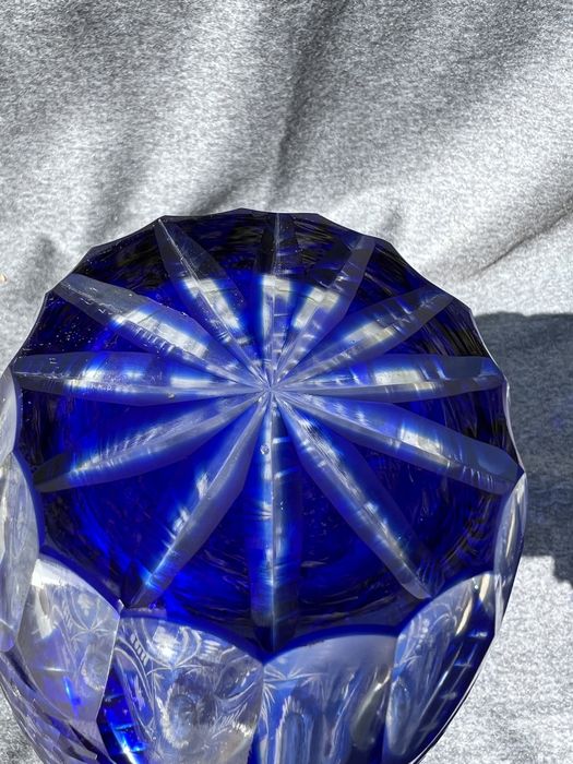 Wazon kryształowy kobaltowy niebieski szkło użytkowe B22085