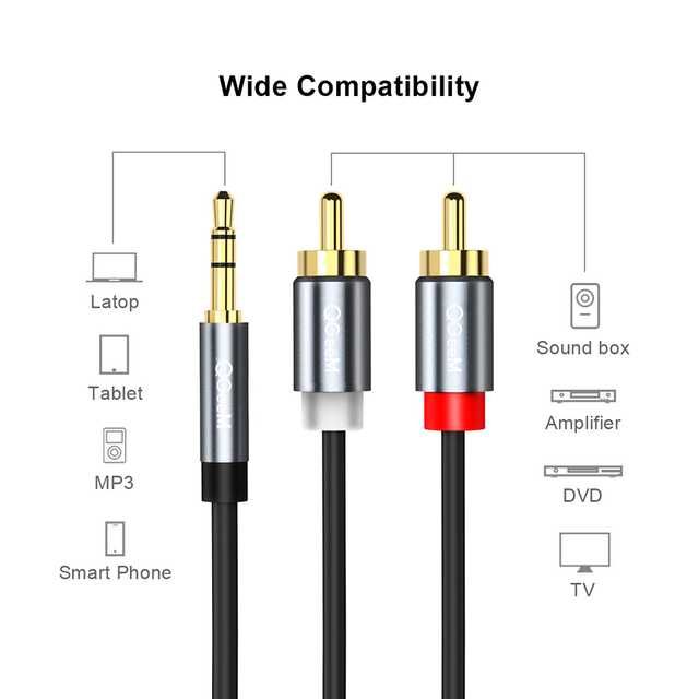 QGeeM kabel przewód 3,5mm Jack do 2RCA Cinch