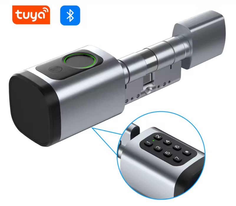 Розумний циліндровий замок Tuya: відбиток пальця, NFC, карта, ключ