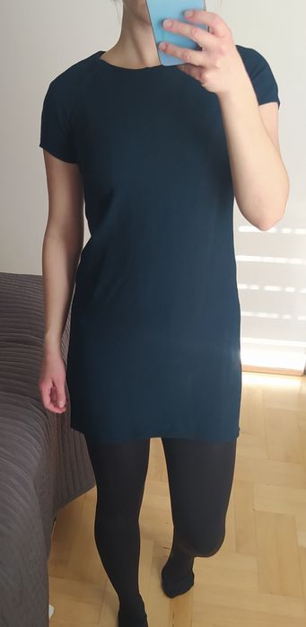 Prosta SUKIENKA z krótkim rękawem na zamek, S, klasyczna