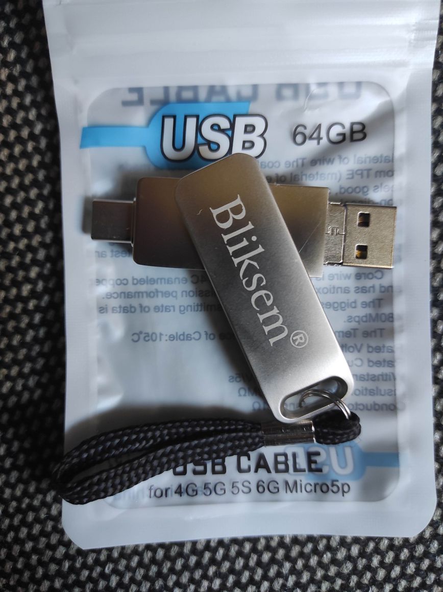 Pendrive 64 GB Dual USB/USB C - solidny metalowy
