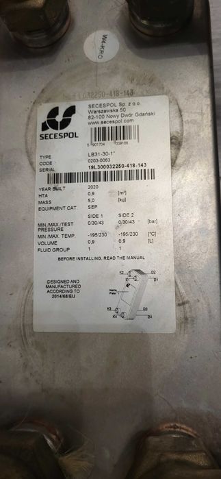 Wymiennik ciepła SECESPOL LB31-30-1"