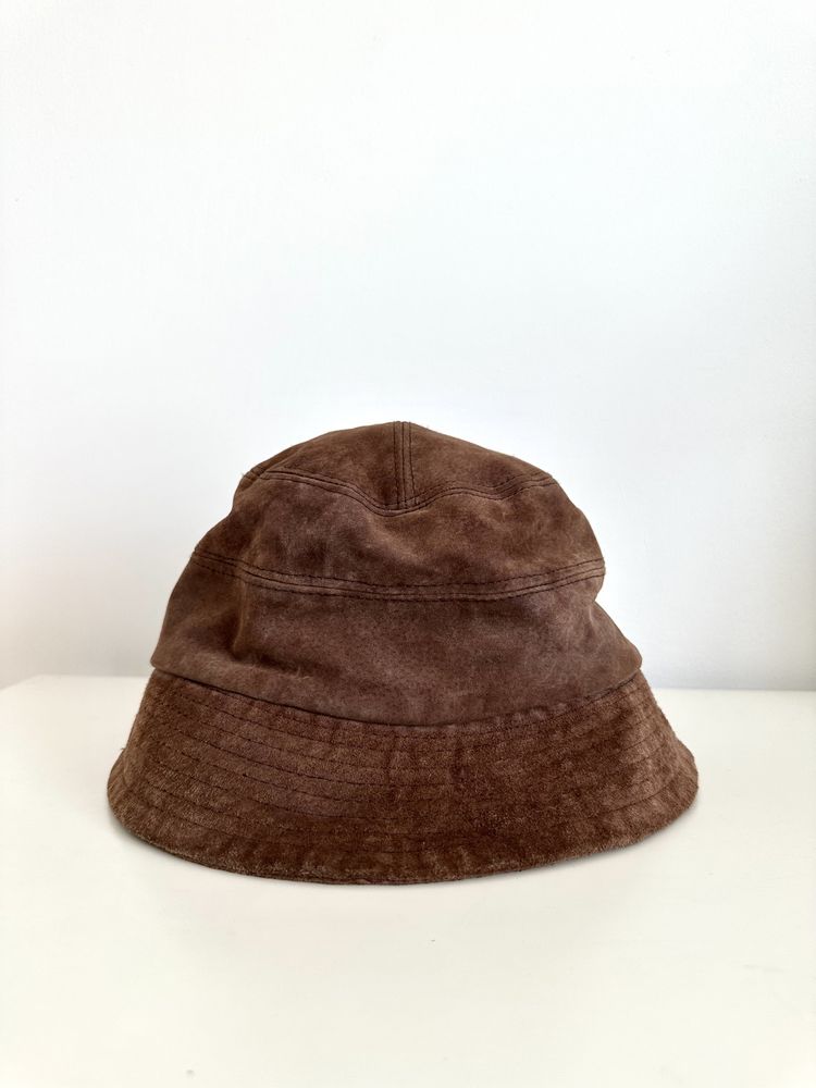 Brązowy skórzany kapelusz bucket hat czapka vintage Liz Claiborne