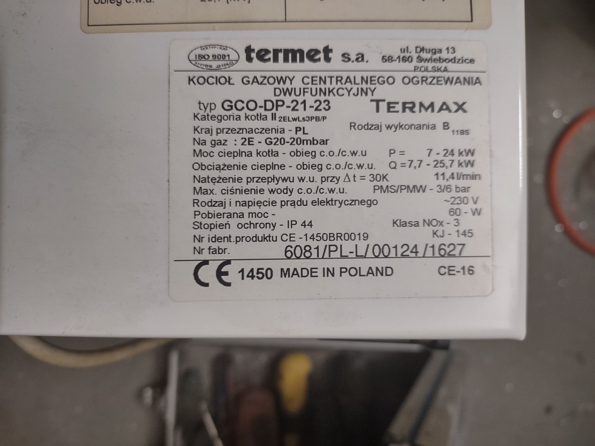 Kocioł Termet Miniterm dwufunkcyjny 21-23