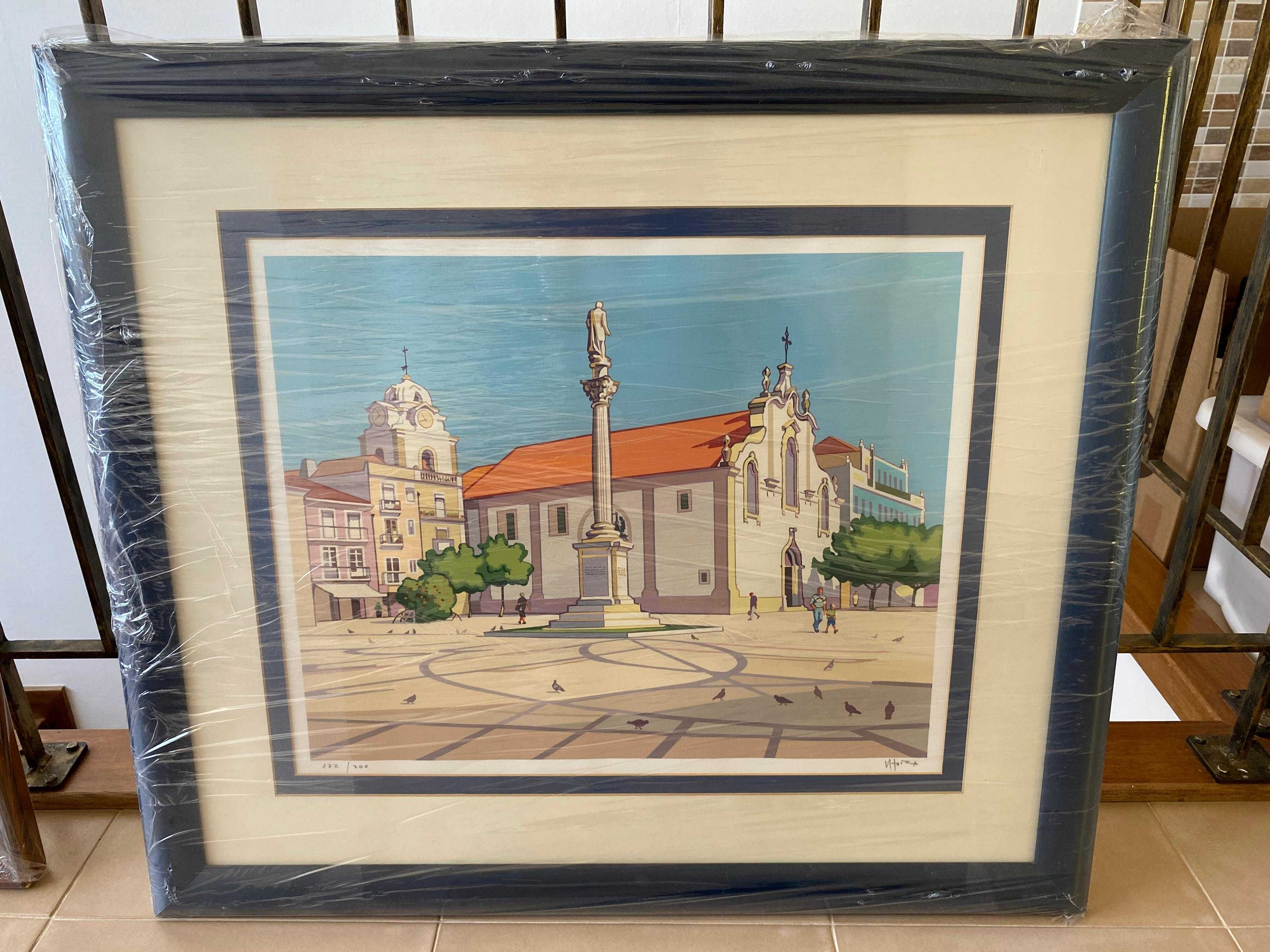 Quadro Praça do Bocage, Setúbal – Litografia Rogério Chora