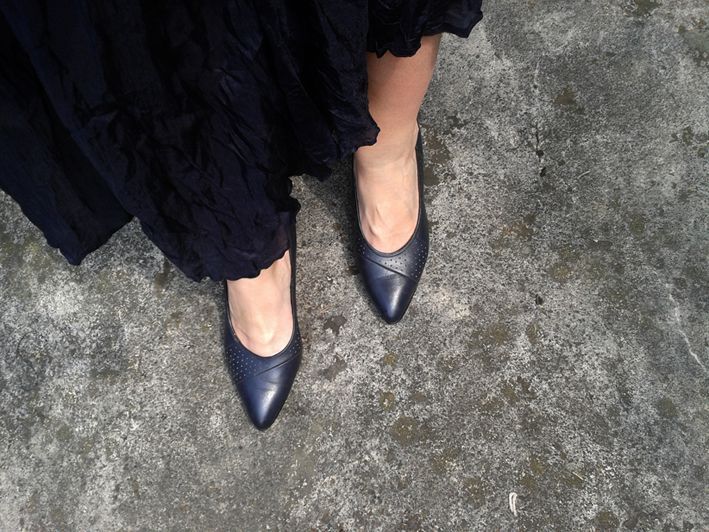 Czółenka granatowe Vintage