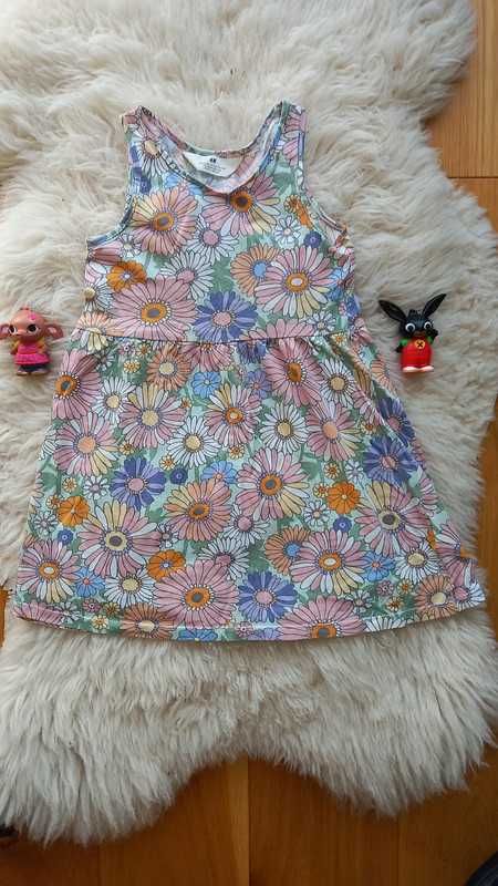 Sukienka w kwiaty na lato dziewczynka - H&M - rozmiar 110-116