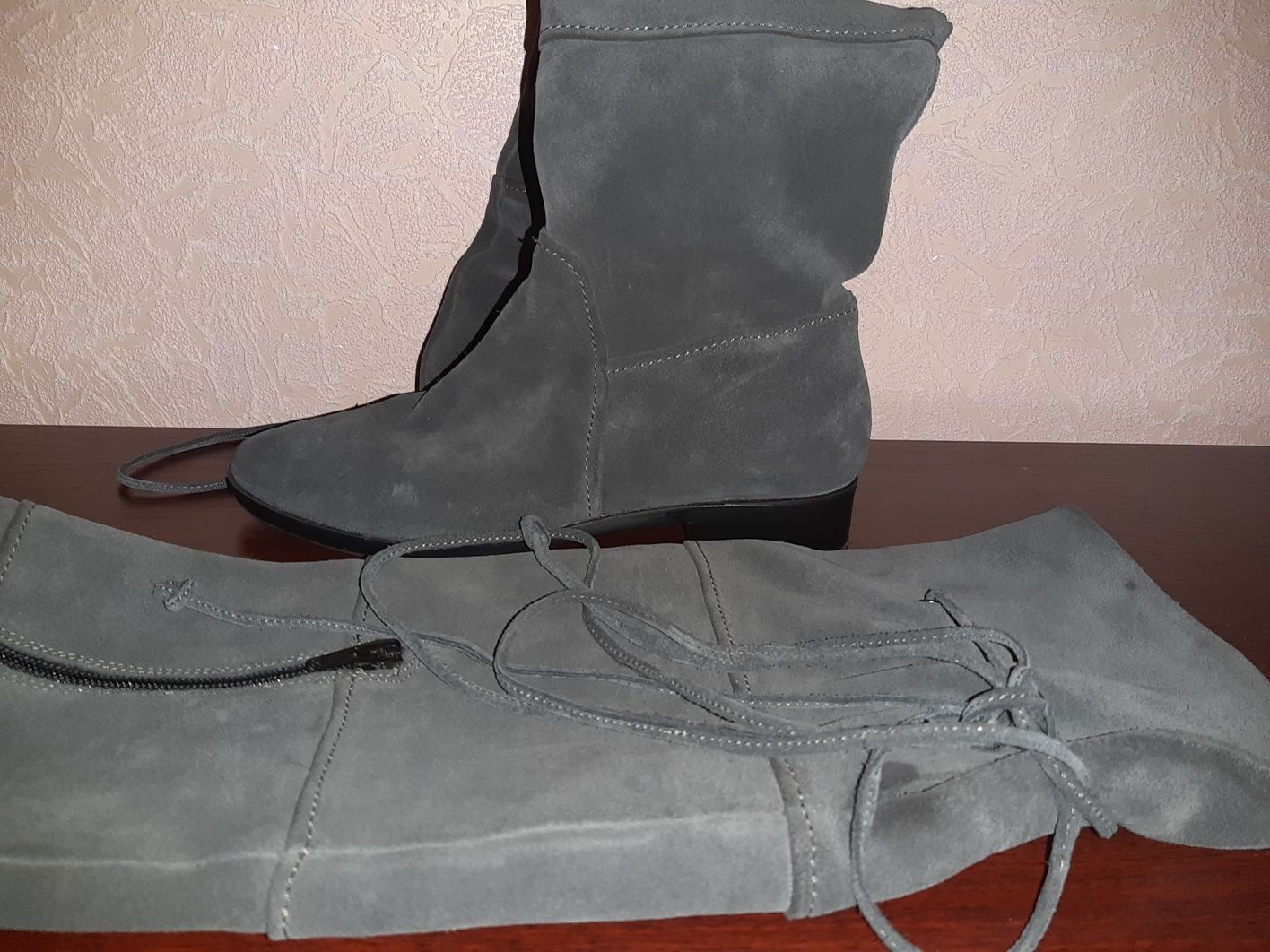 Кожа высокие женские сапоги р.37