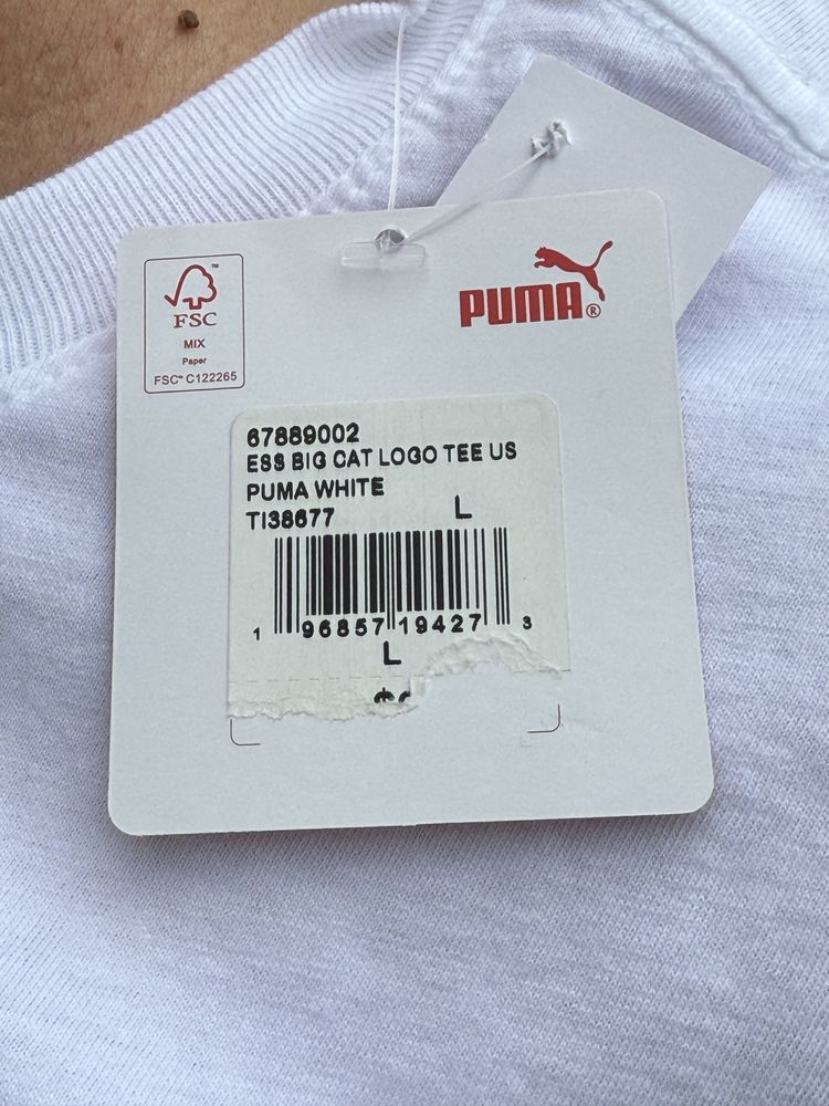 Оригінал Футболка Puma Essentials Big Cat Logo 67889002 пума біла M L