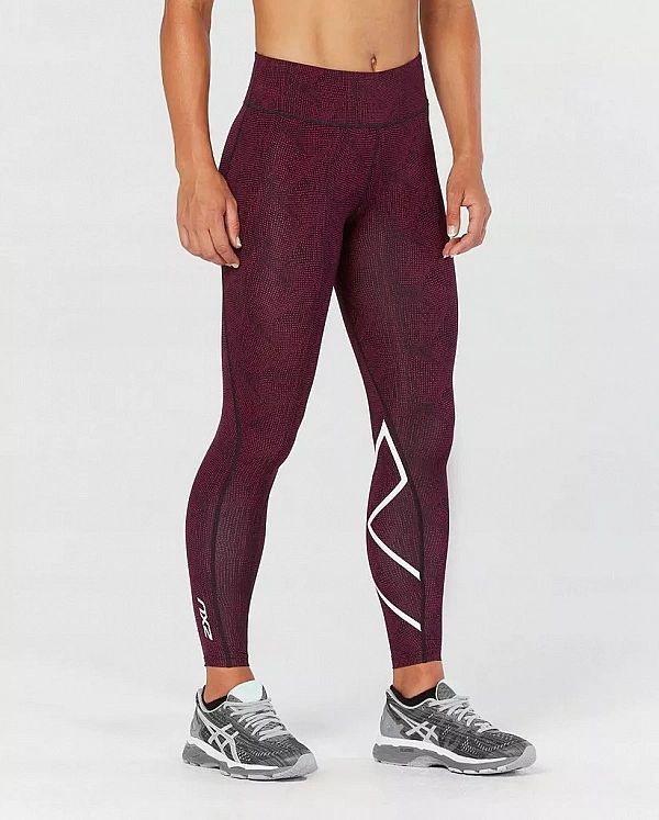 2xu Mid-rise Print Compression Legginsy Kompresyjne Run Biegania