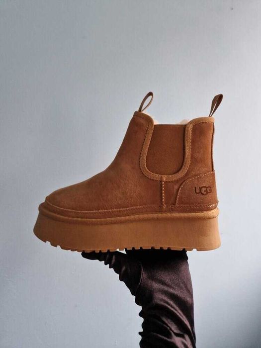 Угги женские Ugg Neumel Platform Chelsea замша на платформе коричневые