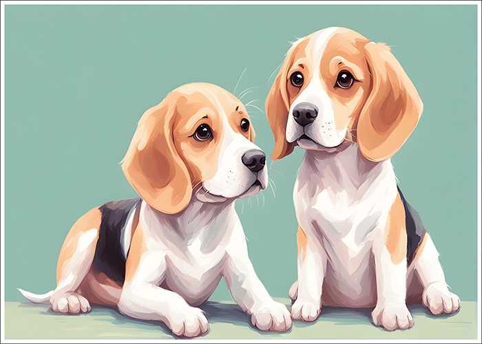 Plakat PREMIUM słodkie beagle do salonu - 50x70cm