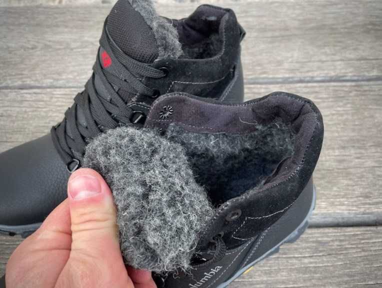 Чоловічі шкіряні черевики прошиті на вовняній підкладці ботинки зимние