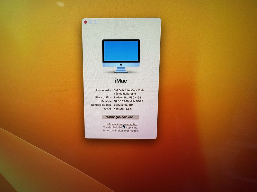 iMac 21 4K / 16GB Ram / 512 SSD  * Excelente Estado