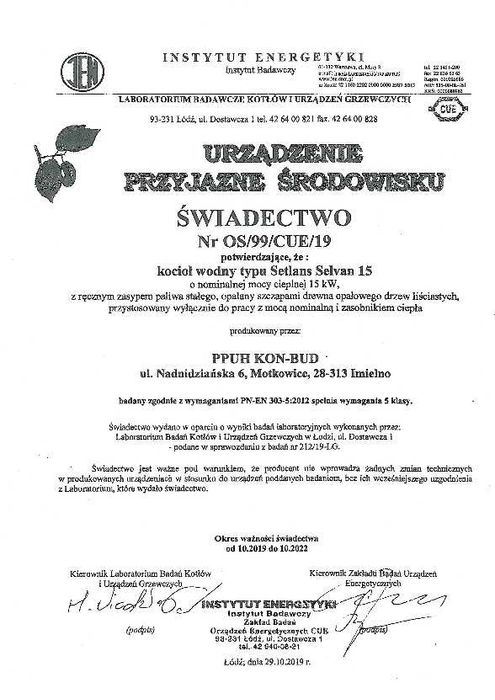 SETLANS SELVAN 15kW 5 klasa kocioł piec na drewno