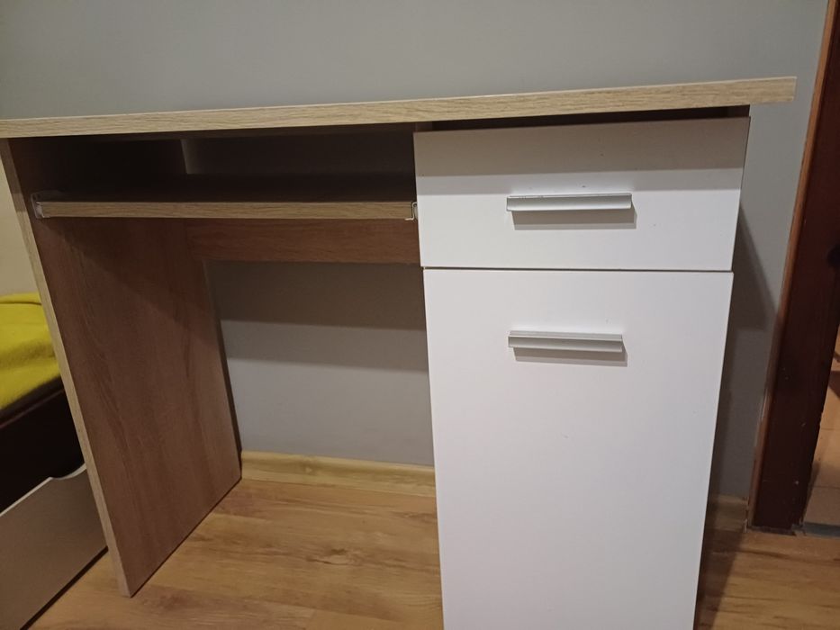 Biurko szkolne białe dąb sanoma